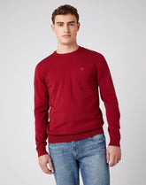 Męski Sweter Klasyczny Wrangler Crew Knit Biking Red W8A02PX2G 112141656